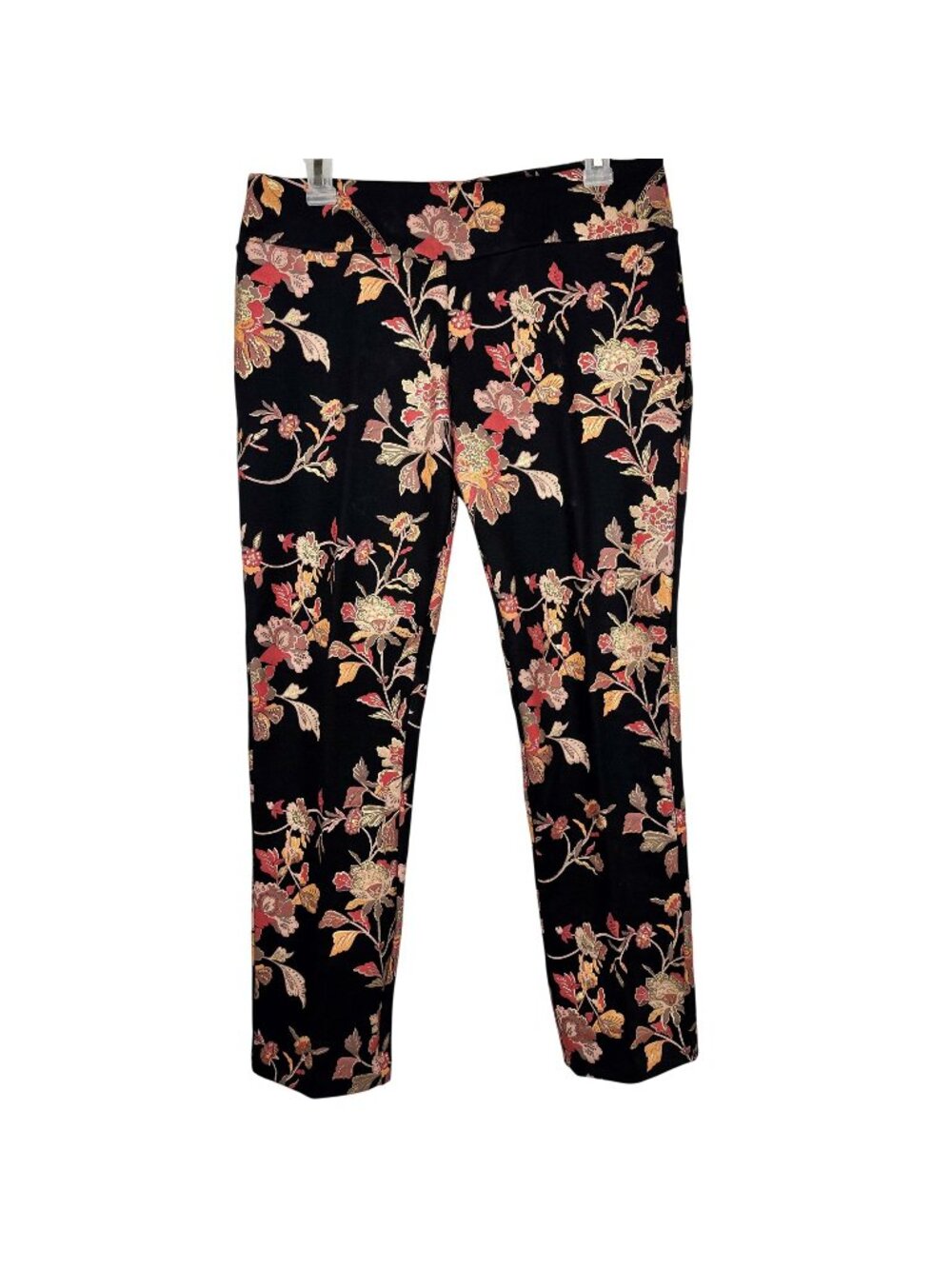 Soft Surroundings Indian Rose Floral Print Rayon Blend Ankle Ponte Pants